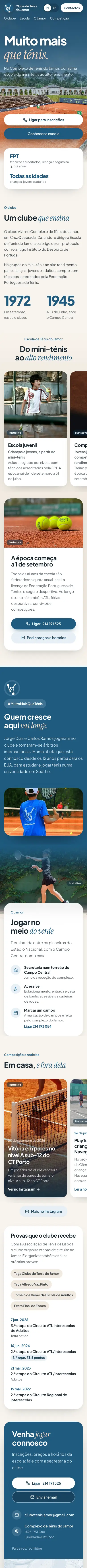 O site Ténis no Jamor num telemóvel